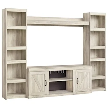 Farmhouse TV Stand with 2 Piers and Bridge